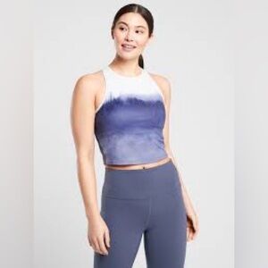 Athleta Shanti Watercolor Stripe Crop Tank / Large / navy